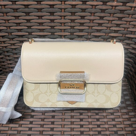 coach Large Morgan Square Crossbody Bag In Blocked Signature Canvas cr331